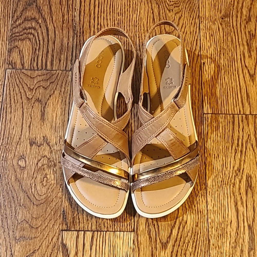 Ecco Women's Felicia Sandal Wedge, Cashmere/Bronze, 41 EU/10-10.5 M US